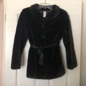 Black Gymboree faux fur coat. Size 12